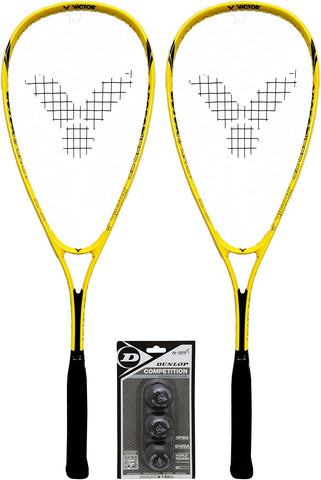 VICTOR X-TA Deluxe 2 Player Squash Racket Set Includes 3 Balls