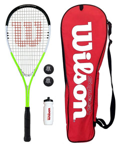 Wilson Squash Racket Set with Balls, Waterbottle & Carrycase