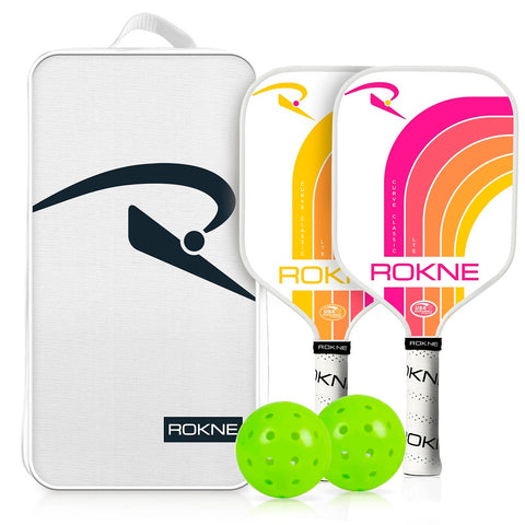 ROKNE Curve Classic LTE 2 Player Pickleball Paddle Set Including Carry Bag - Starburst