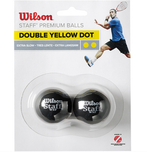 Wilson Double Yellow Dot Squash balls - 2 Pack