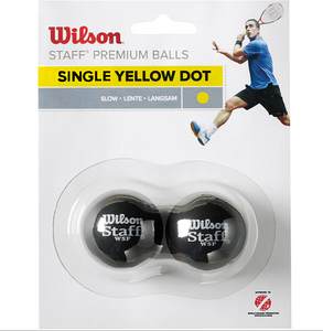 Wilson Single Yellow Dot Squash balls - 2 Pack