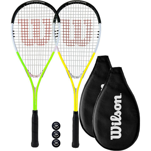 Wilson Deluxe XP Squash Racket Twin Set with Wilson Protective Cover & 3 Squash Balls