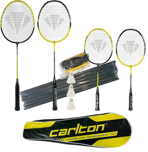 Carlton Nanoblade Tour Family Badminton Set, inc 2 Adult, 2 Junior Rackets, Net, Posts, Carry Bag & 3 Shuttles