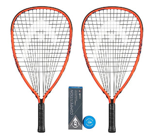 2 x Head MX Cyclone Racketball Rackets + 3 Balls