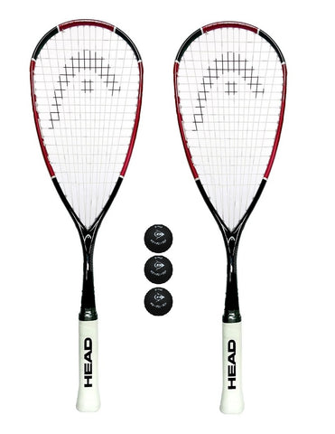 2 x HEAD Nano Ti.110 Titanium Squash Rackets + Cover