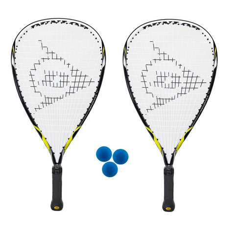 2 x Dunlop Nanomax Ti Racketball Rackets + 3 Balls