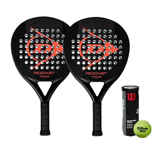 Dunlop Rocket Padel Racket Twin Set - Includes 2 x Padel Rackets & 3 Padel Balls