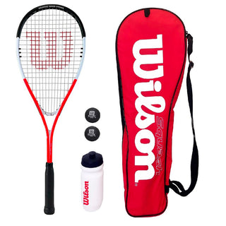 Wilson Squash Racket Set with Balls, Waterbottle & Carrycase