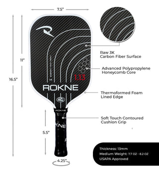 ROKNE Taktical Carbon 13mm Pickleball Paddle