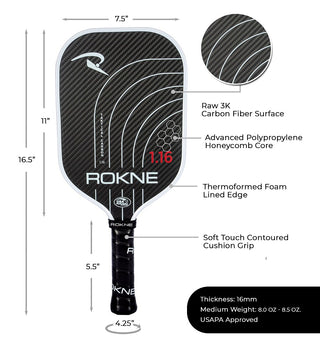 ROKNE Taktical Carbon 16mm Pickleball Paddle