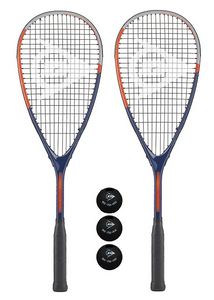 Dunlop Tristorm Pro Squash Racket Twin Pack, inc 3 Squash Balls