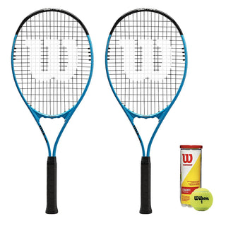 2 x Wilson Ultra Power XL 112 Tennis Racket Set + 3 Tennis Balls