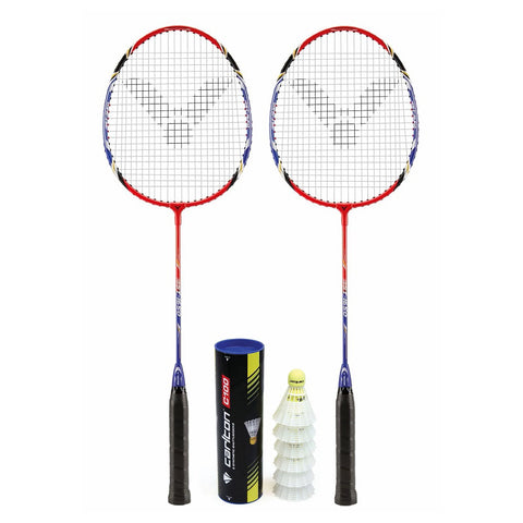 VICTOR 650 Badminton Racket Twin Set & 6 Shuttlecocks