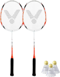 VICTOR 650 Badminton Racket Twin Set & 6 Shuttlecocks