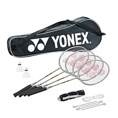 Yonex Leisure 4 Player Badminton Racket Set Includes Net, Posts & Shuttlecocks