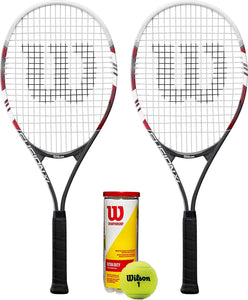 2 x Wilson Fusion XL Tennis Racket Set + 3 Tennis Balls