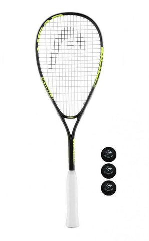 Head Speed Pro Squash Racket + 3 Squash Balls