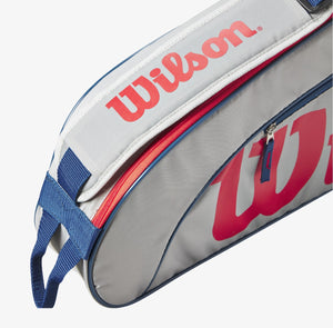 Wilson Junior 3 Racket Tennis Bag - Grey/Red