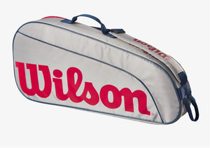 Wilson Junior 3 Racket Tennis Bag - Grey/Red